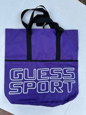 New LARGE GUESS Purple Duffel Tote with Bold Logo